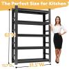 imageKitchen Shelves Organizer 2000lbs of 5 Tier Adjustable Shelving Heavy Duty Metal Storage Rack Unit and Multifunctional Utility Shelf for Kitchen Storage 354quot W  158quot D  72quot H Black63 H  315 W 157 D