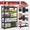 imageKitchen Shelves Organizer 2000lbs of 5 Tier Adjustable Shelving Heavy Duty Metal Storage Rack Unit and Multifunctional Utility Shelf for Kitchen Storage 354quot W  158quot D  72quot H Blackwith fence 78H x 4724W x 18D