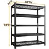 imageMetal Garage Shelving Unit Heavy Duty 5Tier Adjustable Storage shelves Steel Shelving 3000 lbs Capacity Industrial Shelves for Heavy Tools and Equipment Ideal for Garage Basement Black 72quotwire 72Hx48Wx24D