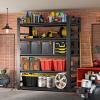 imageMetal Garage Shelving Unit Heavy Duty 5Tier Adjustable Storage shelves Steel Shelving 3000 lbs Capacity Industrial Shelves for Heavy Tools and Equipment Ideal for Garage Basement Black 72quotWith Fences 63H32W16D
