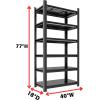 imageMetal Garage Shelving Unit Heavy Duty 5Tier Adjustable Storage shelves Steel Shelving 3000 lbs Capacity Industrial Shelves for Heavy Tools and Equipment Ideal for Garage Basement Black 72quot6Tier 77H x 40W x 18D
