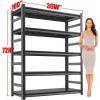 imageMetal Garage Shelving Unit Heavy Duty 5Tier Adjustable Storage shelves Steel Shelving 3000 lbs Capacity Industrial Shelves for Heavy Tools and Equipment Ideal for Garage Basement Black 72quotWith Fences 72Hx36Wx16D