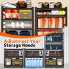 imageMetal Garage Shelving Unit Heavy Duty 5Tier Adjustable Storage shelves Steel Shelving 3000 lbs Capacity Industrial Shelves for Heavy Tools and Equipment Ideal for Garage Basement Black 72quotWith fence 87H x 472W x 236D
