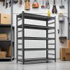 imageMetal Garage Shelving Unit Heavy Duty 5Tier Adjustable Storage shelves Steel Shelving 3000 lbs Capacity Industrial Shelves for Heavy Tools and Equipment Ideal for Garage Basement Black 72quotWith Fences 72Hx36Wx16D