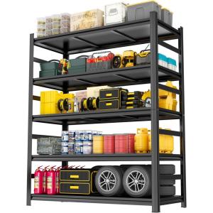 image48quot W Metal Garage Shelving Unit Heavy Duty Storage Garage Shelves with High Load Capacity 5Tier Big Metal Shelf Ideal for Warehouse and Basement Black78quot H78H x 48W x 18D