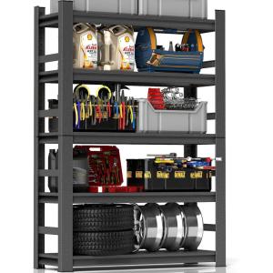 image48quot W Metal Garage Shelving Unit Heavy Duty Storage Garage Shelves with High Load Capacity 5Tier Big Metal Shelf Ideal for Warehouse and Basement Black78quot H63H315W157D