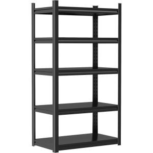 image48quot W Metal Garage Shelving Unit Heavy Duty Storage Garage Shelves with High Load Capacity 5Tier Big Metal Shelf Ideal for Warehouse and Basement Black78quot H63 H x20 W x 14 D