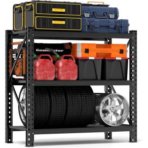 image48quot W Metal Garage Shelving Unit Heavy Duty Storage Garage Shelves with High Load Capacity 5Tier Big Metal Shelf Ideal for Warehouse and Basement Black78quot H512W472H236D