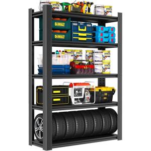 image48quot W Metal Garage Shelving Unit Heavy Duty Storage Garage Shelves with High Load Capacity 5Tier Big Metal Shelf Ideal for Warehouse and Basement Black78quot H78 H x 36 W x 14 D