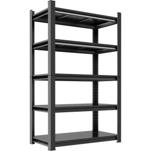 image48quot W Metal Garage Shelving Unit Heavy Duty Storage Garage Shelves with High Load Capacity 5Tier Big Metal Shelf Ideal for Warehouse and Basement Black78quot H59 H x24 W x 14 D