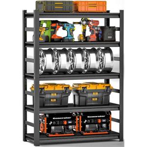 image48quot W Metal Garage Shelving Unit Heavy Duty Storage Garage Shelves with High Load Capacity 5Tier Big Metal Shelf Ideal for Warehouse and Basement Black78quot H72H472W236D