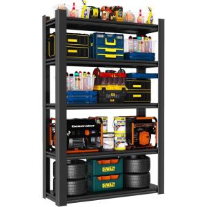 image48quot W Metal Garage Shelving Unit Heavy Duty Storage Garage Shelves with High Load Capacity 5Tier Big Metal Shelf Ideal for Warehouse and Basement Black78quot H63 H x 32 W x 14 D