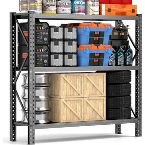 image48quot W Metal Garage Shelving Unit Heavy Duty Storage Garage Shelves with High Load Capacity 5Tier Big Metal Shelf Ideal for Warehouse and Basement Black78quot H67W63H196D