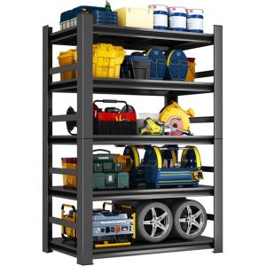 image48quot W Metal Garage Shelving Unit Heavy Duty Storage Garage Shelves with High Load Capacity 5Tier Big Metal Shelf Ideal for Warehouse and Basement Black78quot H72H36W14D