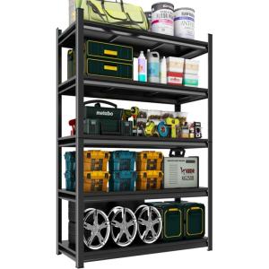 imageGarage Shelving 72quot H  48quot W Heavy Duty Metal Shelving  Easy to Assemble Adjustable 5Tier Storage Shelves DoubleThickened Columns 3000 lbs Capacity for Garage Pantry Storage Black5Tier 72 H x40 W x 18 D