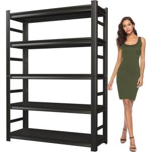 imageGarage Shelving 72quot H  48quot W Heavy Duty Metal Shelving  Easy to Assemble Adjustable 5Tier Storage Shelves DoubleThickened Columns 3000 lbs Capacity for Garage Pantry Storage Black63 H x 32 W x 157 D