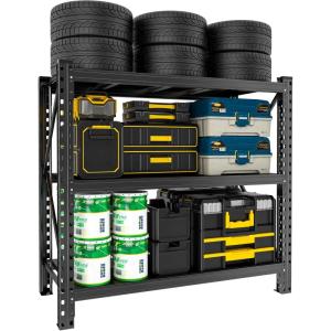 imageGarage Shelving 72quot H  48quot W Heavy Duty Metal Shelving  Easy to Assemble Adjustable 5Tier Storage Shelves DoubleThickened Columns 3000 lbs Capacity for Garage Pantry Storage BlackHeavyDuty 512W472H236D