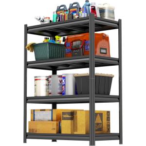 imageGarage Shelving 72quot H  48quot W Heavy Duty Metal Shelving  Easy to Assemble Adjustable 5Tier Storage Shelves DoubleThickened Columns 3000 lbs Capacity for Garage Pantry Storage Black4Tier 63 H x 40 W x 20 D