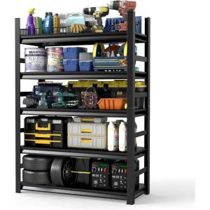 imageGarage Storage Shelving  Adjustable 5Tier Heavy Duty Metal Shelving 2500lbs High Load Capacity MultiFunctional for Garage Warehouse or Home Storage 63quot H x 16quot D x 32quot W Black