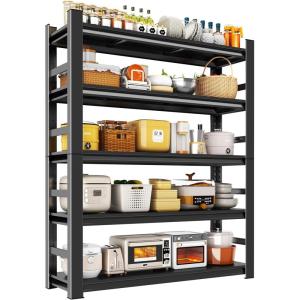 imageKitchen Shelf Heavy Duty All Metal 5 Tier Adjustable Storage Shelves Organizer Standing Multifunctional Utility Kitchen Racks Shelving Unit for Galley Storage 472quot W236quot D72quot H Black78Hx47Wx18D