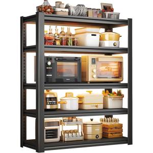 imageKitchen Shelf Heavy Duty All Metal 5 Tier Adjustable Storage Shelves Organizer Standing Multifunctional Utility Kitchen Racks Shelving Unit for Galley Storage 472quot W236quot D72quot H Black472 W236 D720 H