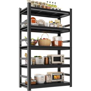imageKitchen Shelf Heavy Duty All Metal 5 Tier Adjustable Storage Shelves Organizer Standing Multifunctional Utility Kitchen Racks Shelving Unit for Galley Storage 472quot W236quot D72quot H Black63 H x 32 W x 157 D