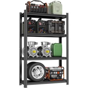 imageMetal Garage Shelving Unit Heavy Duty 5Tier Adjustable Storage shelves Steel Shelving 3000 lbs Capacity Industrial Shelves for Heavy Tools and Equipment Ideal for Garage Basement Black 72quot4Tier 63H x 40W x 14D