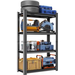 imageMetal Garage Shelving Unit Heavy Duty 5Tier Adjustable Storage shelves Steel Shelving 3000 lbs Capacity Industrial Shelves for Heavy Tools and Equipment Ideal for Garage Basement Black 72quot4Tier 54H x 36W x 14D