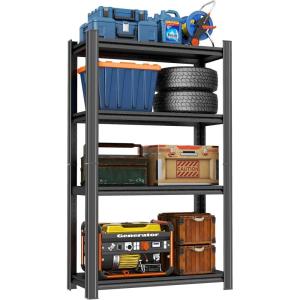 imageMetal Garage Shelving Unit Heavy Duty 5Tier Adjustable Storage shelves Steel Shelving 3000 lbs Capacity Industrial Shelves for Heavy Tools and Equipment Ideal for Garage Basement Black 72quot4Tier 54H x 32W x 14D