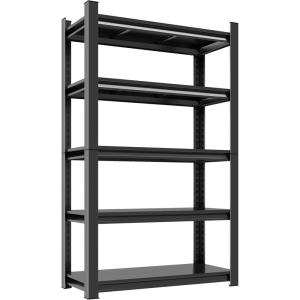 imageMetal Garage Shelving Unit Heavy Duty 5Tier Adjustable Storage shelves Steel Shelving 3000 lbs Capacity Industrial Shelves for Heavy Tools and Equipment Ideal for Garage Basement Black 72quot5Tier 63H x40W x 14D