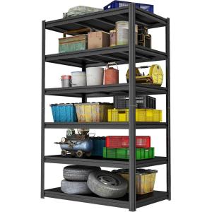 imageMetal Garage Shelving Unit Heavy Duty 5Tier Adjustable Storage shelves Steel Shelving 3000 lbs Capacity Industrial Shelves for Heavy Tools and Equipment Ideal for Garage Basement Black 72quot6Tier  819 H x 236 W x 472 D