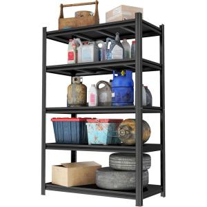 imageMetal Garage Shelving Unit Heavy Duty 5Tier Adjustable Storage shelves Steel Shelving 3000 lbs Capacity Industrial Shelves for Heavy Tools and Equipment Ideal for Garage Basement Black 72quot5Tier  712 H x 197 W x 453 D
