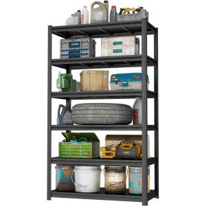 imageMetal Garage Shelving Unit Heavy Duty 5Tier Adjustable Storage shelves Steel Shelving 3000 lbs Capacity Industrial Shelves for Heavy Tools and Equipment Ideal for Garage Basement Black 72quot6Tier  819 H x 177 W x 453 D