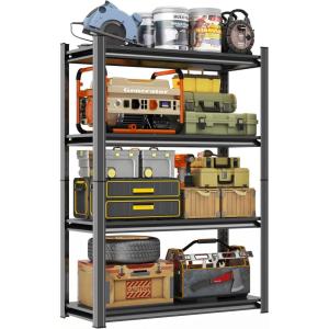 imageMetal Garage Shelving Unit Heavy Duty 5Tier Adjustable Storage shelves Steel Shelving 3000 lbs Capacity Industrial Shelves for Heavy Tools and Equipment Ideal for Garage Basement Black 72quot4Tier 44H x 36W x 14D