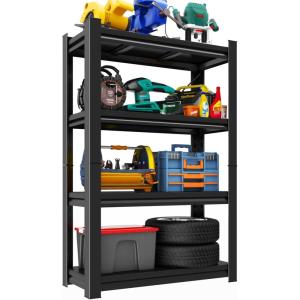 imageMetal Garage Shelving Unit Heavy Duty 5Tier Adjustable Storage shelves Steel Shelving 3000 lbs Capacity Industrial Shelves for Heavy Tools and Equipment Ideal for Garage Basement Black 72quot4Tier 543H x 24W x 14D