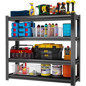 imageMetal Garage Shelving Unit Heavy Duty 5Tier Adjustable Storage shelves Steel Shelving 3000 lbs Capacity Industrial Shelves for Heavy Tools and Equipment Ideal for Garage Basement Black 72quot4Tier 44H x 40W x 14D