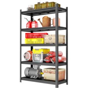 imageMetal Garage Shelving Unit Heavy Duty 5Tier Adjustable Storage shelves Steel Shelving 3000 lbs Capacity Industrial Shelves for Heavy Tools and Equipment Ideal for Garage Basement Black 72quot5Tier  774 H x 157 W x 453 D