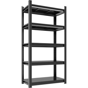 imageMetal Garage Shelving Unit Heavy Duty 5Tier Adjustable Storage shelves Steel Shelving 3000 lbs Capacity Industrial Shelves for Heavy Tools and Equipment Ideal for Garage Basement Black 72quot5Tier 54H x20W x 14D