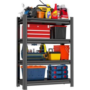 imageMetal Garage Shelving Unit Heavy Duty 5Tier Adjustable Storage shelves Steel Shelving 3000 lbs Capacity Industrial Shelves for Heavy Tools and Equipment Ideal for Garage Basement Black 72quot4Tier 44H x 28W x 14D