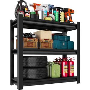 imageMetal Garage Shelving Unit Heavy Duty 5Tier Adjustable Storage shelves Steel Shelving 3000 lbs Capacity Industrial Shelves for Heavy Tools and Equipment Ideal for Garage Basement Black 72quot3Tier 32H x 32W x 14D