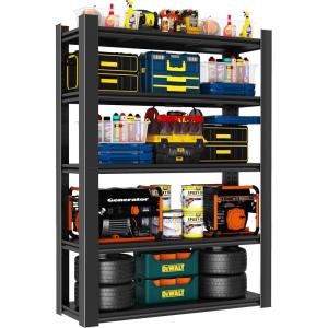 imageMetal Garage Shelving Unit Heavy Duty 5Tier Adjustable Storage shelves Steel Shelving 3000 lbs Capacity Industrial Shelves for Heavy Tools and Equipment Ideal for Garage Basement Black 72quot5Tier 78H x40W x 18D