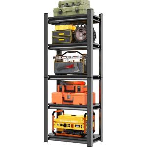 imageMetal Garage Shelving Unit Heavy Duty 5Tier Adjustable Storage shelves Steel Shelving 3000 lbs Capacity Industrial Shelves for Heavy Tools and Equipment Ideal for Garage Basement Black 72quot5Tier 59H x24W x 14D