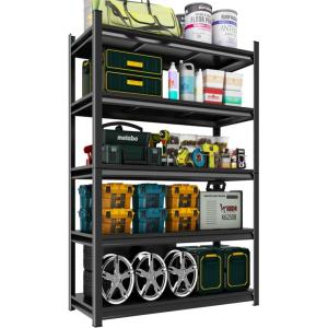 imageMetal Garage Shelving Unit Heavy Duty 5Tier Adjustable Storage shelves Steel Shelving 3000 lbs Capacity Industrial Shelves for Heavy Tools and Equipment Ideal for Garage Basement Black 72quot5Tier 71H x 36W x 14D