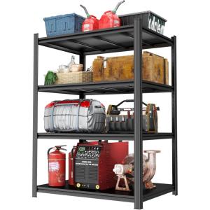 imageMetal Garage Shelving Unit Heavy Duty 5Tier Adjustable Storage shelves Steel Shelving 3000 lbs Capacity Industrial Shelves for Heavy Tools and Equipment Ideal for Garage Basement Black 72quot4Tier  630 H x 197 W x 453 D