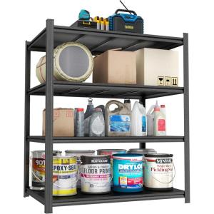 imageMetal Garage Shelving Unit Heavy Duty 5Tier Adjustable Storage shelves Steel Shelving 3000 lbs Capacity Industrial Shelves for Heavy Tools and Equipment Ideal for Garage Basement Black 72quot4Tier  543 H x 197 W x 453 D