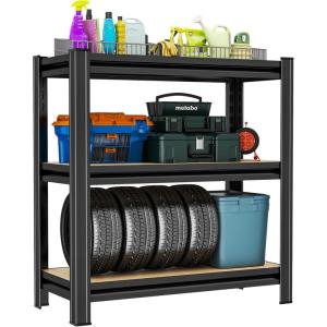 imageMetal Garage Shelving Unit Heavy Duty 5Tier Adjustable Storage shelves Steel Shelving 3000 lbs Capacity Industrial Shelves for Heavy Tools and Equipment Ideal for Garage Basement Black 72quotwood 30H x 29W x 12D
