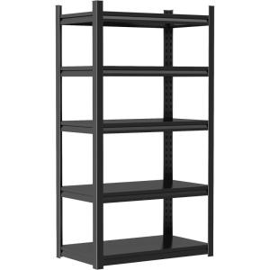 imageMetal Garage Shelving Unit Heavy Duty 5Tier Adjustable Storage shelves Steel Shelving 3000 lbs Capacity Industrial Shelves for Heavy Tools and Equipment Ideal for Garage Basement Black 72quot5Tier 63H x20W x 14D
