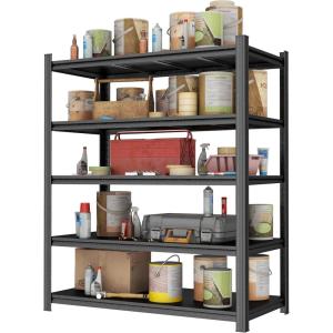 imageMetal Garage Shelving Unit Heavy Duty 5Tier Adjustable Storage shelves Steel Shelving 3000 lbs Capacity Industrial Shelves for Heavy Tools and Equipment Ideal for Garage Basement Black 72quot5Tier  630 H x 236 W x 472 D