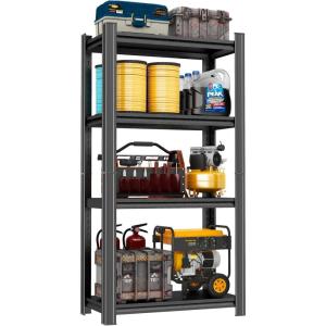 imageMetal Garage Shelving Unit Heavy Duty 5Tier Adjustable Storage shelves Steel Shelving 3000 lbs Capacity Industrial Shelves for Heavy Tools and Equipment Ideal for Garage Basement Black 72quot4Tier 54H x 28W x 14D