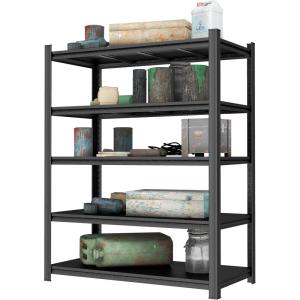 imageMetal Garage Shelving Unit Heavy Duty 5Tier Adjustable Storage shelves Steel Shelving 3000 lbs Capacity Industrial Shelves for Heavy Tools and Equipment Ideal for Garage Basement Black 72quot5Tier  630 H x 197 W x 453 D